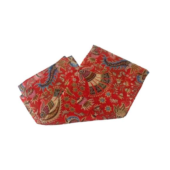 Red Brown Floral Print Scarf Wrap Pashmina Shawl Western Southwestern Boho - Picture 4 of 9